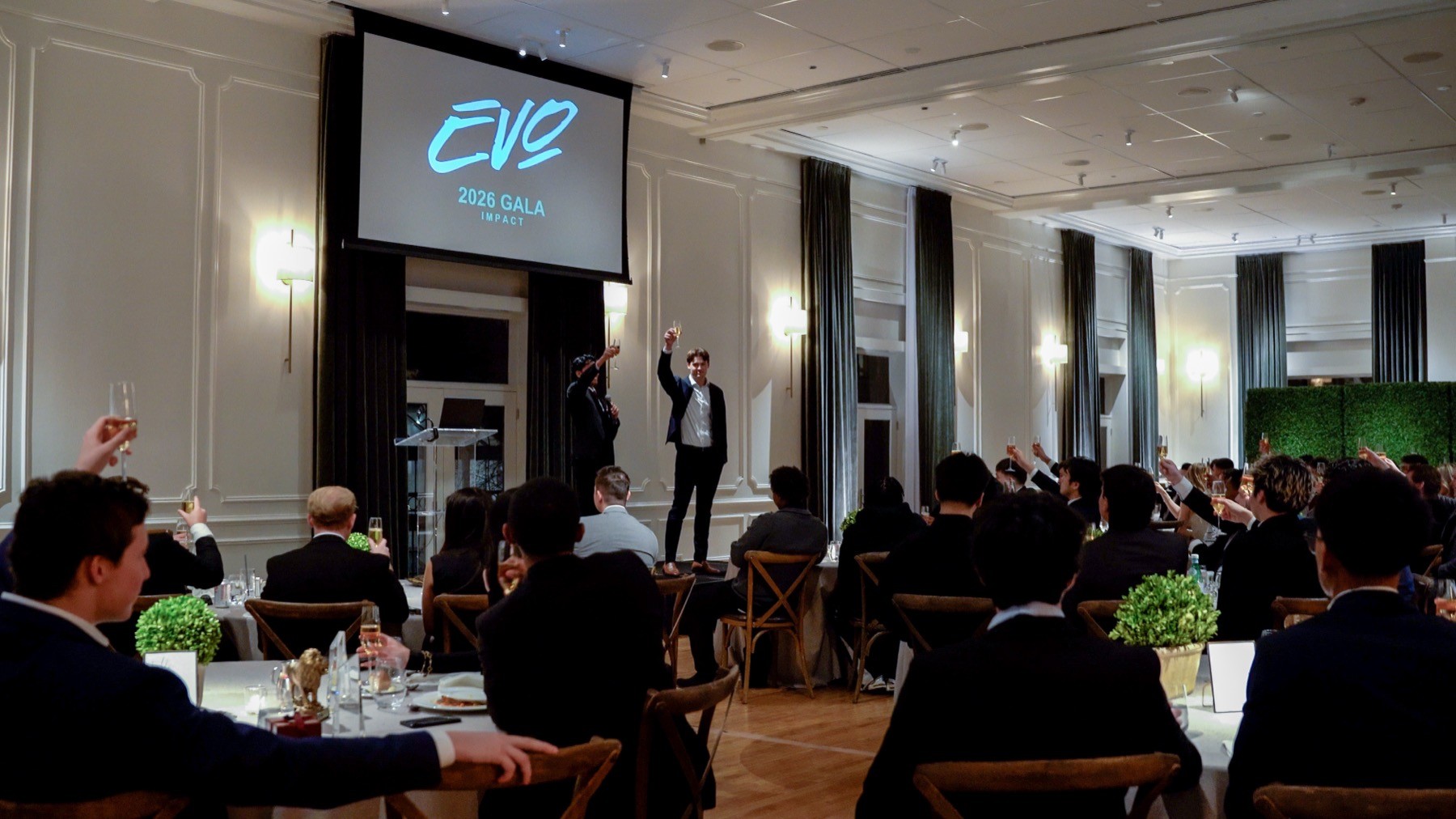 Evo team celebrating together at the 2026 gala